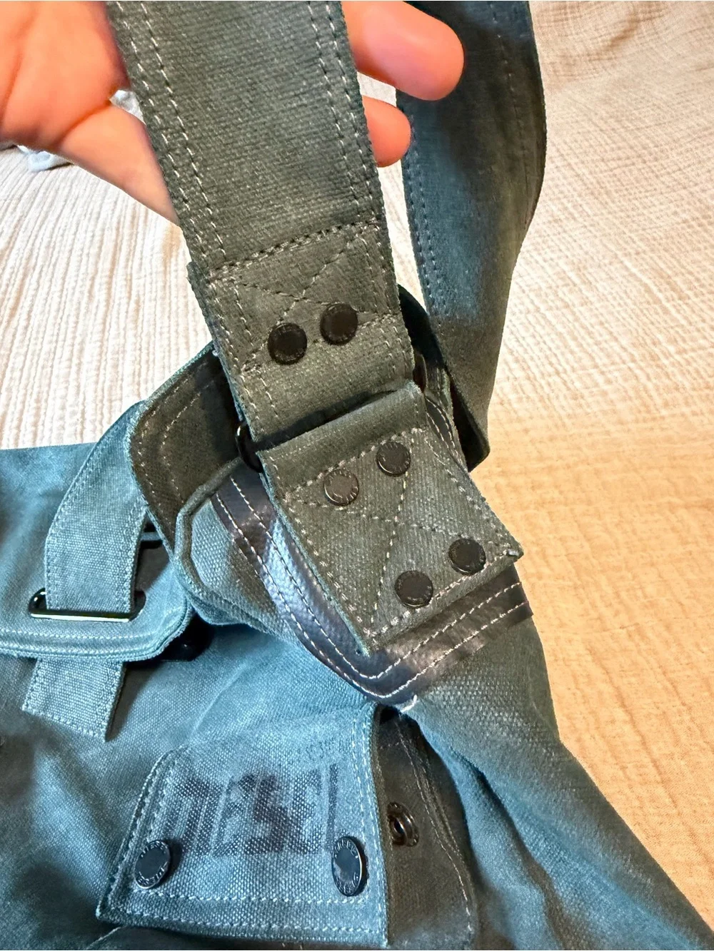 Vintage DIESEL Green Canvas Messenger Bag